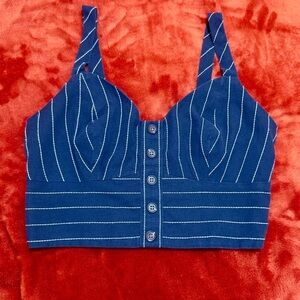 Navy striped cropped tank